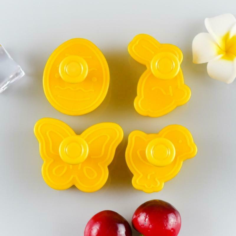 4pcs/set Butterfly,Rabbit,Chick,Easter Egg Shape Animal Plastic Fondant Cookie