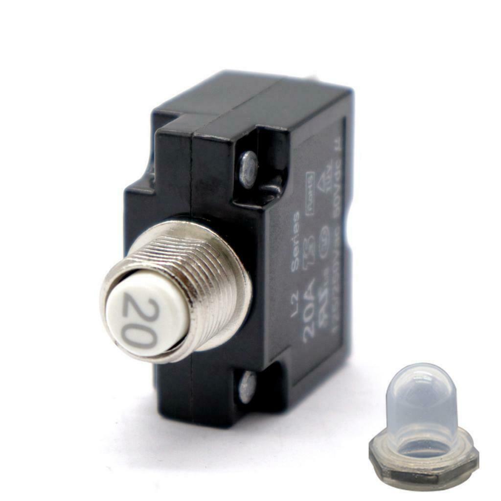 2PCS 20 Amp DC Thermal Circuit Breaker with Quick Connect Terminal & Transparent