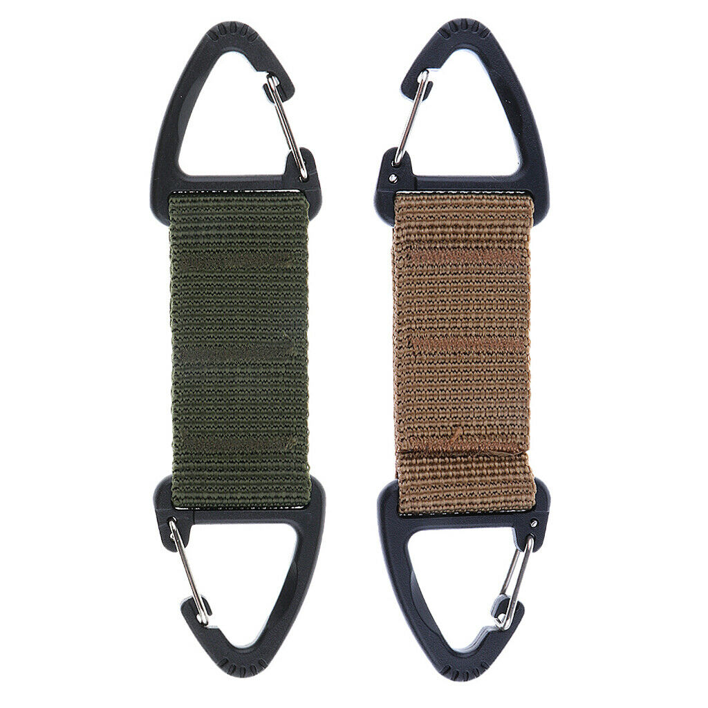 2pcs Nylon Webbing Buckle Camping Carabiner Clip Dual Ended Triangular Hook