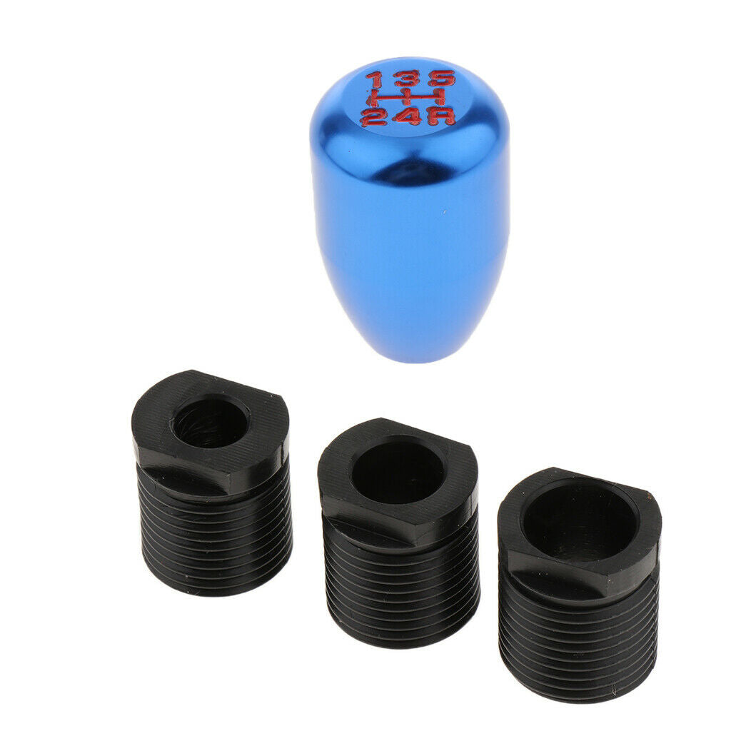 Car Aluminum Alloy 5 Speed Gear Stick Shift Knob Shifter Lever Blue&Red