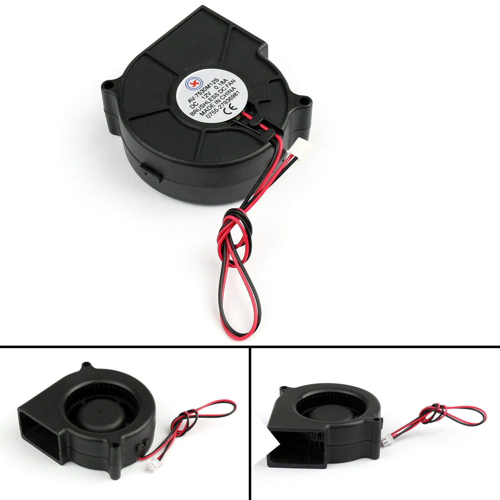1Pcs Brushless DC Cooling Blower Fan 12V 7530s 75x75x30mm 0.18A Sleeve 2 Pin  CA