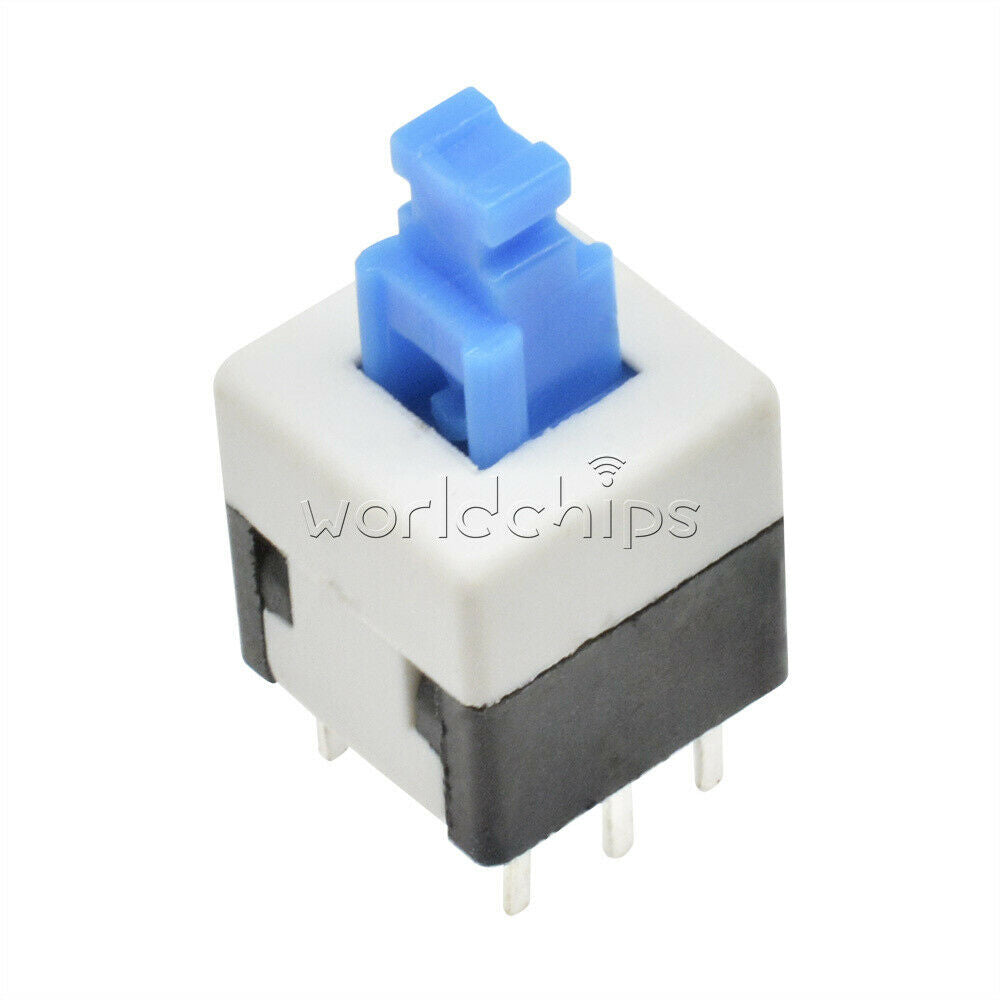 20Pcs Blue Cap Self-locking Type Square Button Switch Control 8X8mm