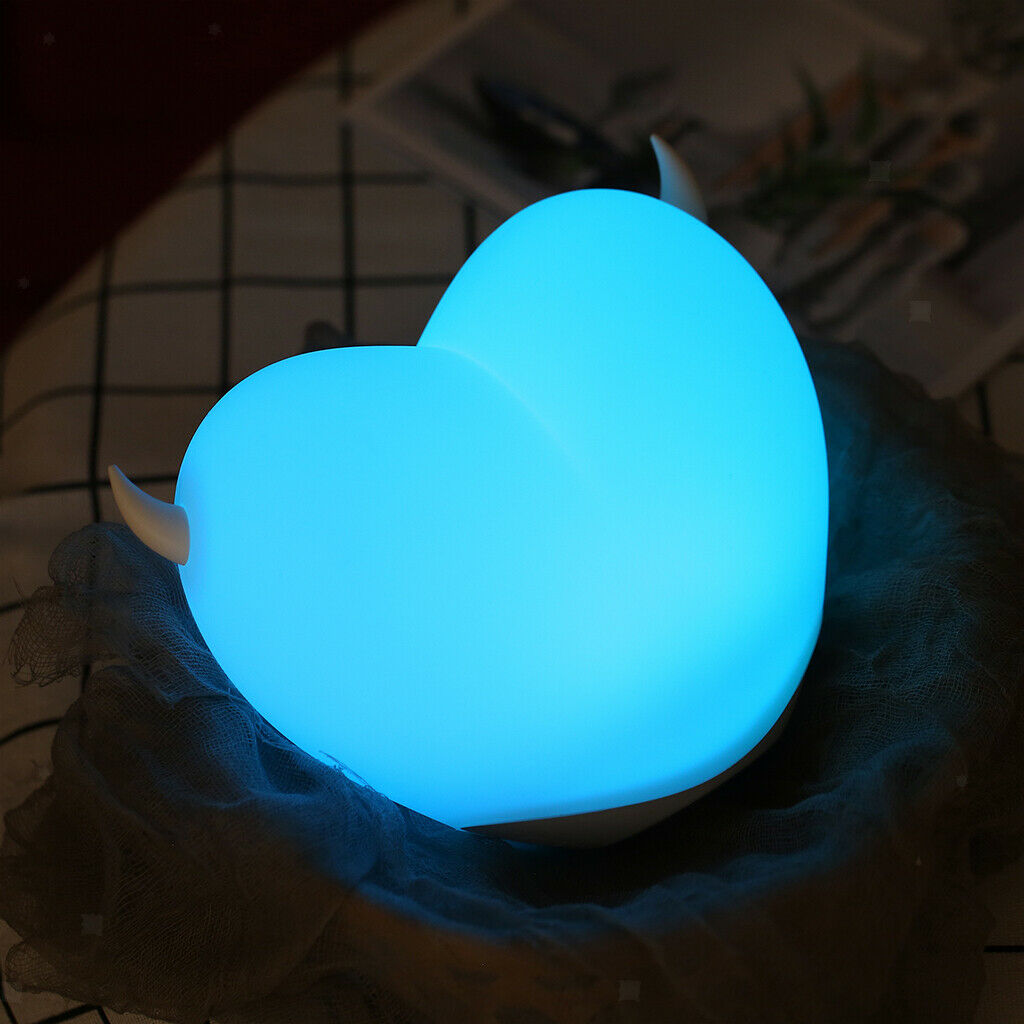 Stuffed Heart Shaped Night Light Colorful Children Bedroom Bedside Lamp