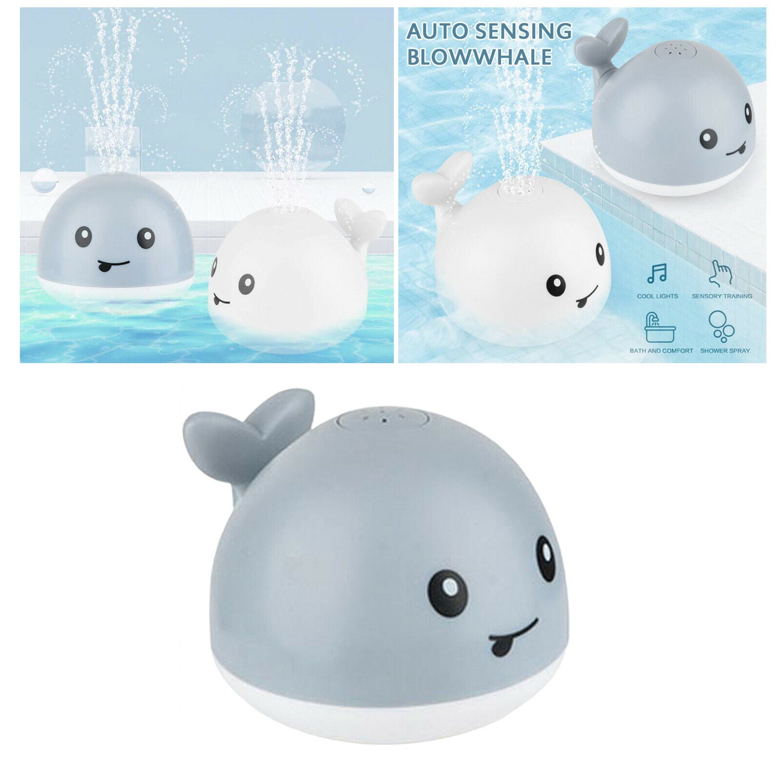 Animals Baby Bath Toys Electric Whale Water Sprinkler Baby Bath Toys Gray