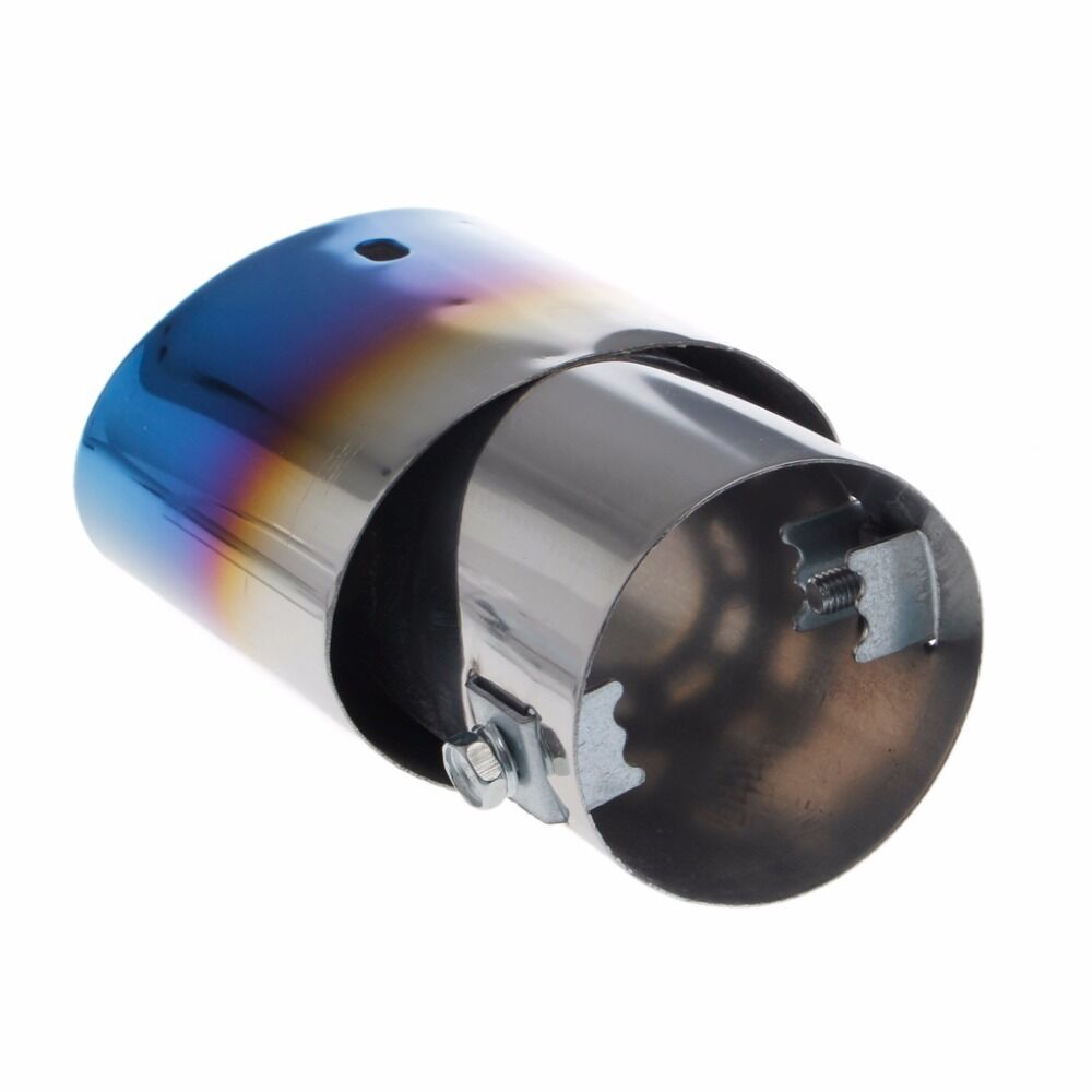 1x Universal Stainless Steel Car Rear Round Exhaust Pipe Tail Throat Muffler Tip