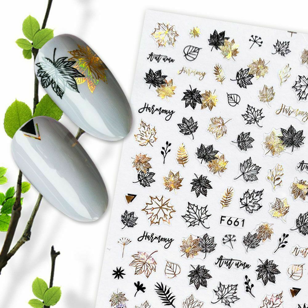 Accessories Fashion Various Decoration Maple Leaves Self Adhesive Nail Stickers