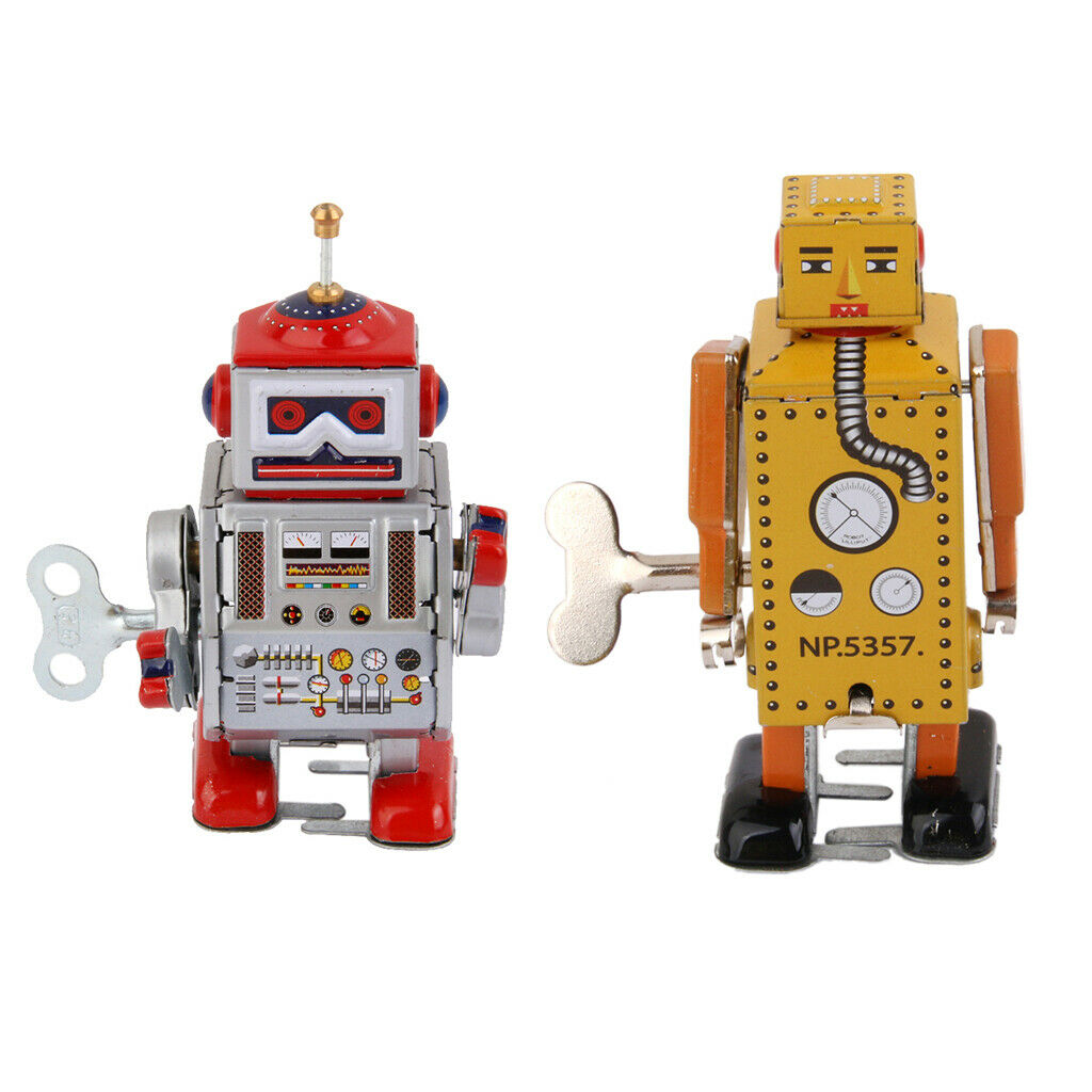 Retro Clowork Wind Up Metal Walking Robot MS406 & MS651 Collectible Gift