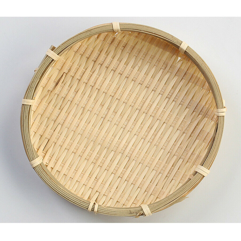 2 pieces Bamboo Plate Bamboo Weave Sieve Groceries Baskets Circular Receive