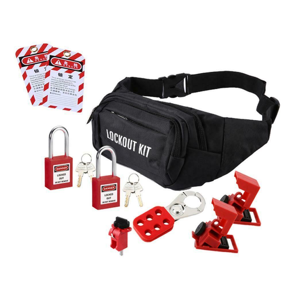 Set of 1 Universal Padlocks Lockout Kit w/ Bag Metal Safety Device Red