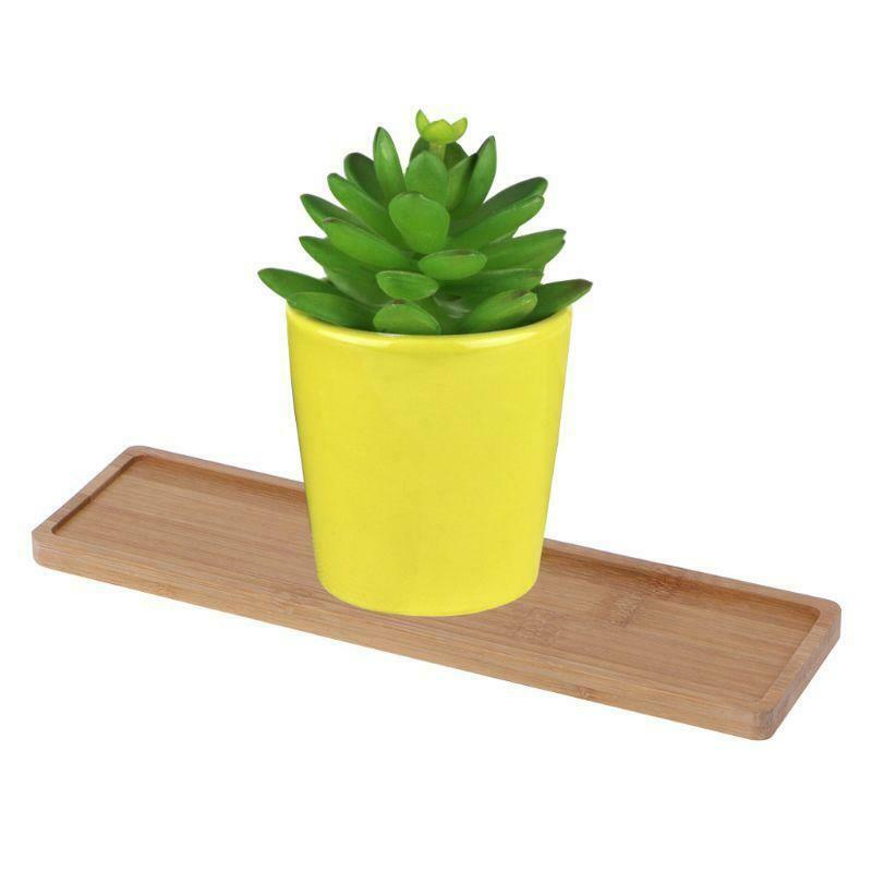 Rectangle Bamboo Wood Saucer Plant Tray Mini Plant Flower Pot Stand Pot Tray
