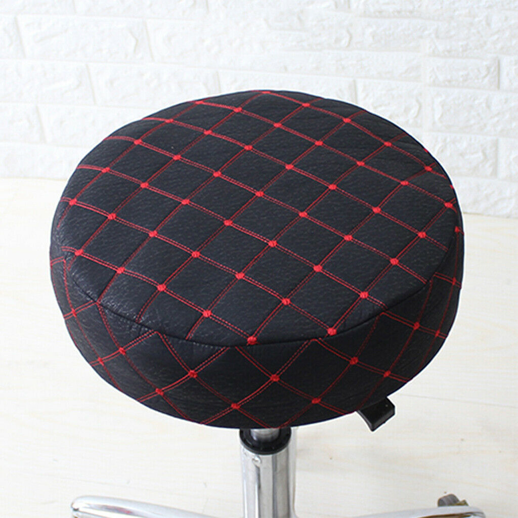 15-16'' PU Round Bar Stool Cover Chair Cushion Seat Pad Sleeve Cover Black