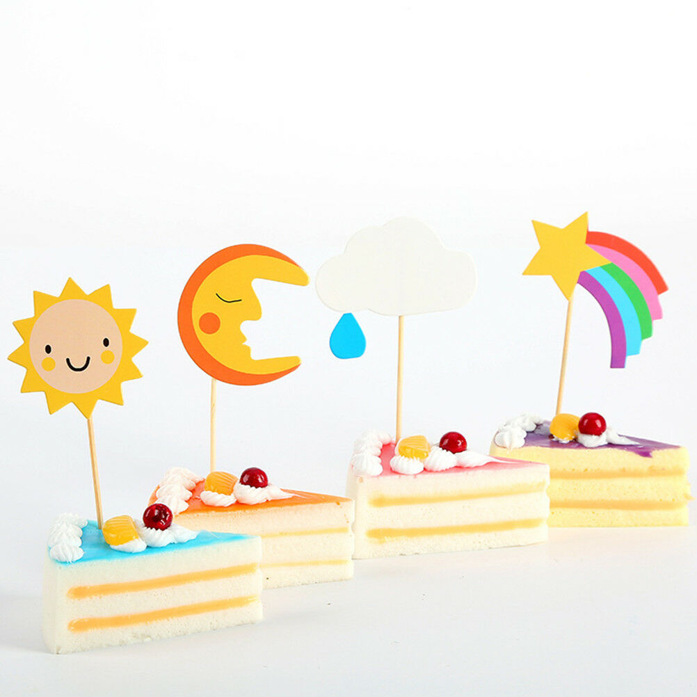 4pcs cupcake topper cloud moon sun star paper cake topper party decor.l8