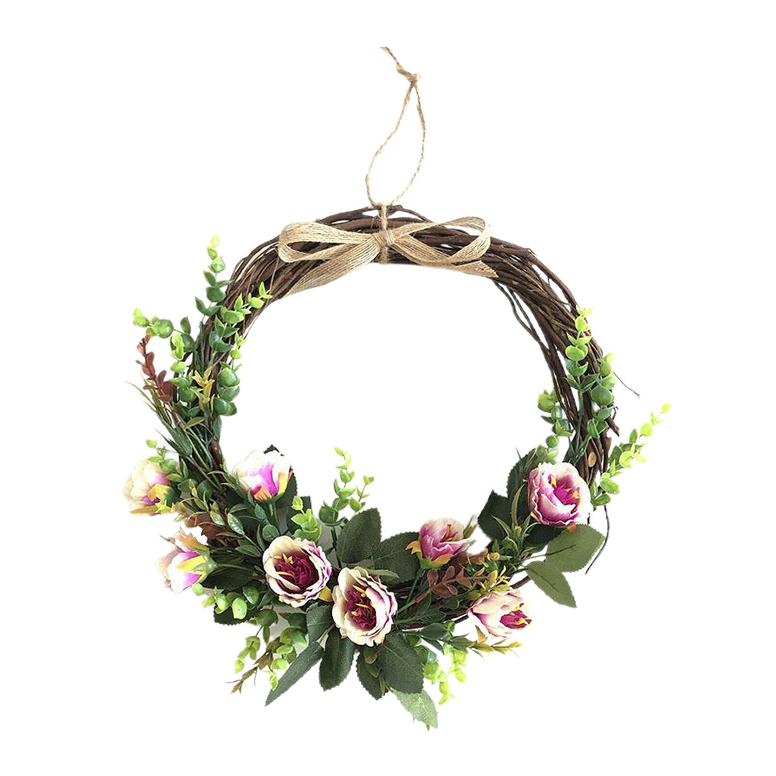 Flowers Wreath Rattan Hoop Door Hanging Party Fireplace Decor  38cm