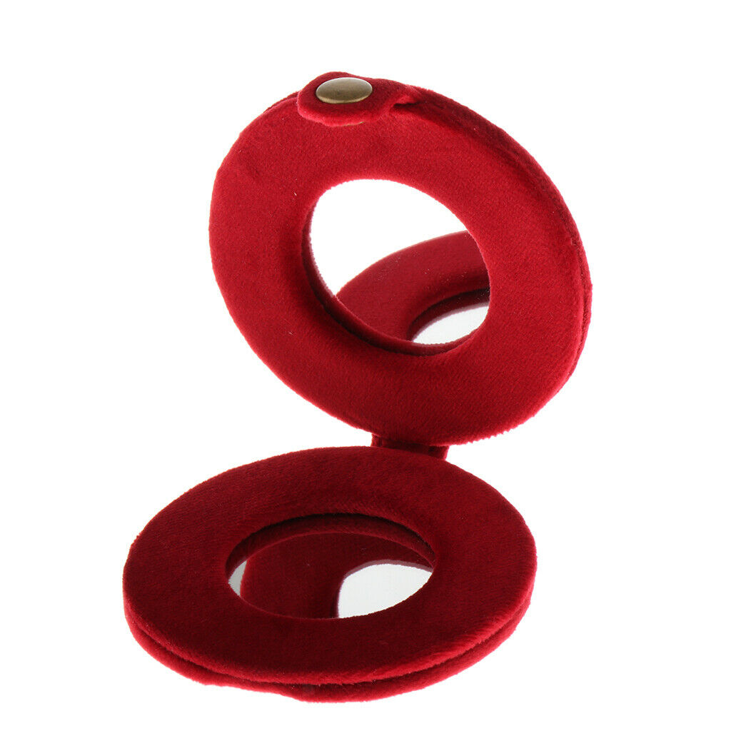Cute Double Sided Travel Folding Pocket Compact Round Makeup Cosmetic Mirror Red