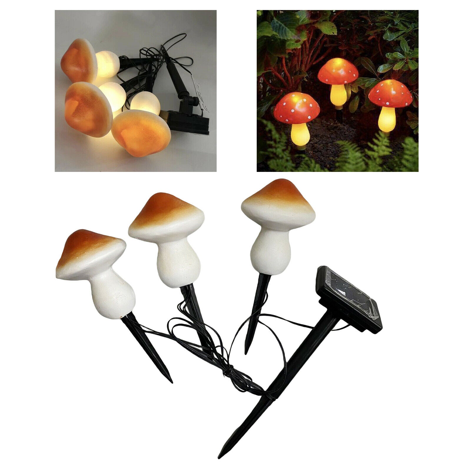 Mushroom Fairy House Solar Outdoor Light Ornament Statue Garden Lawn Landscape
