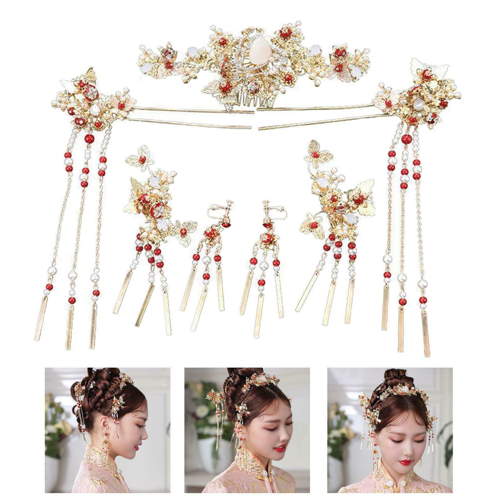 Handmade Chinese Golden Hairpin Head Jewelry Wedding Headdress Headwear