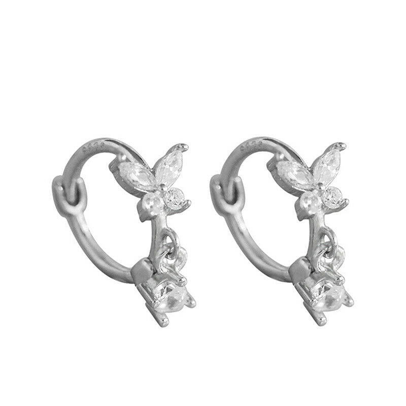 Crystal Butterfly Charms Stud Earrings For Women Girls Wedding Party JewelryBDF