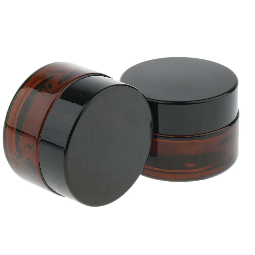 12 Pieces Refillable Round Glass Jars w/Lids Amber Glass Vials for 15g