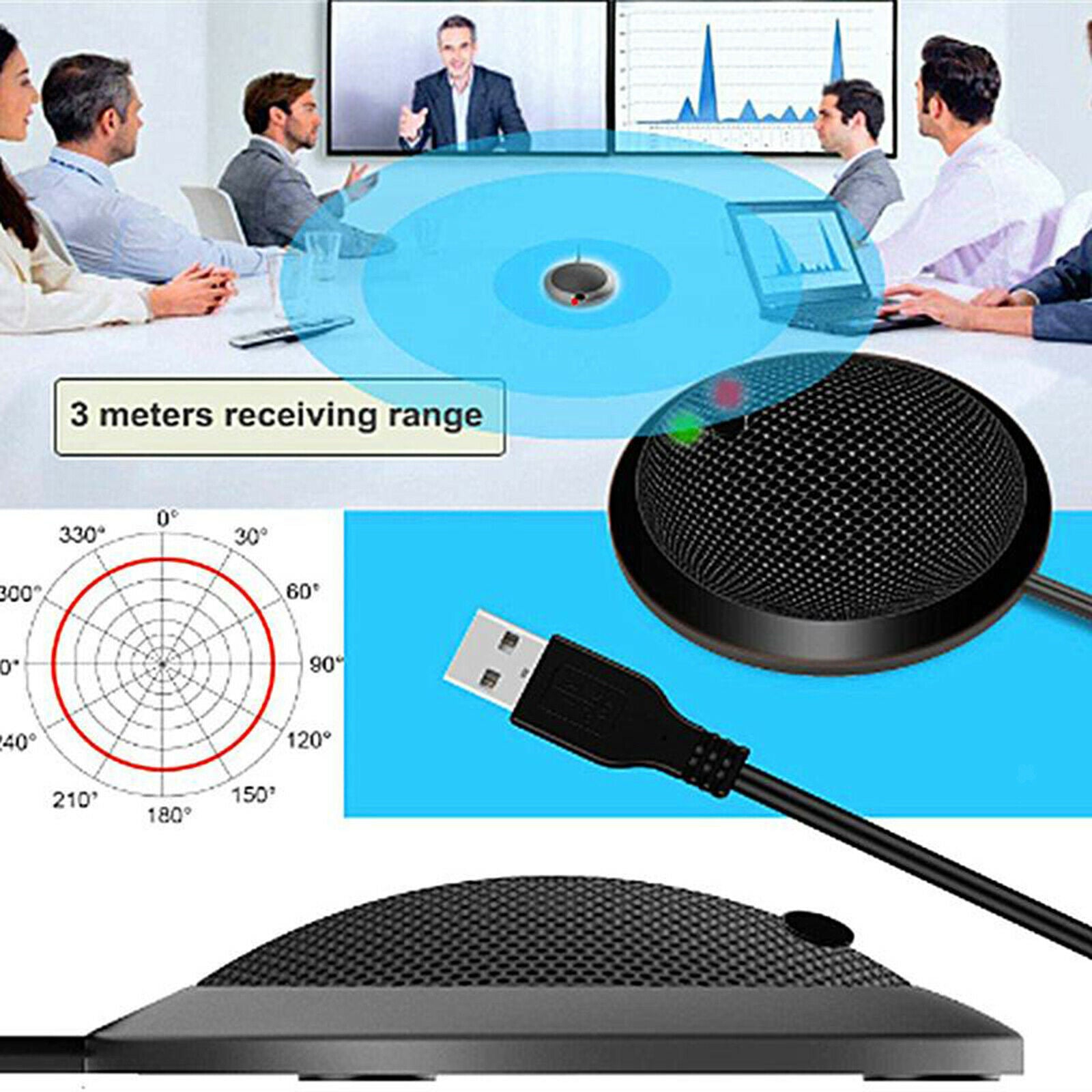 USB 360 Pickup Microphone Conference for Recording, Video Meeting, Gaming, Skype