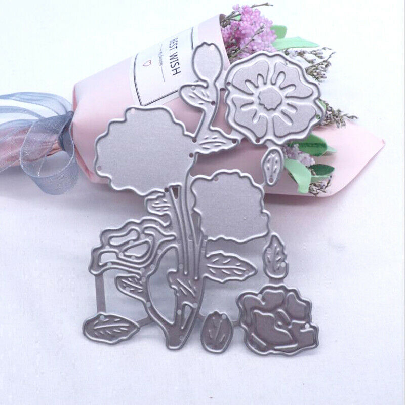 Poppies Flower Metal Cutting Dies Stencil DIY Scrapbooking Paper Card Cra.l8