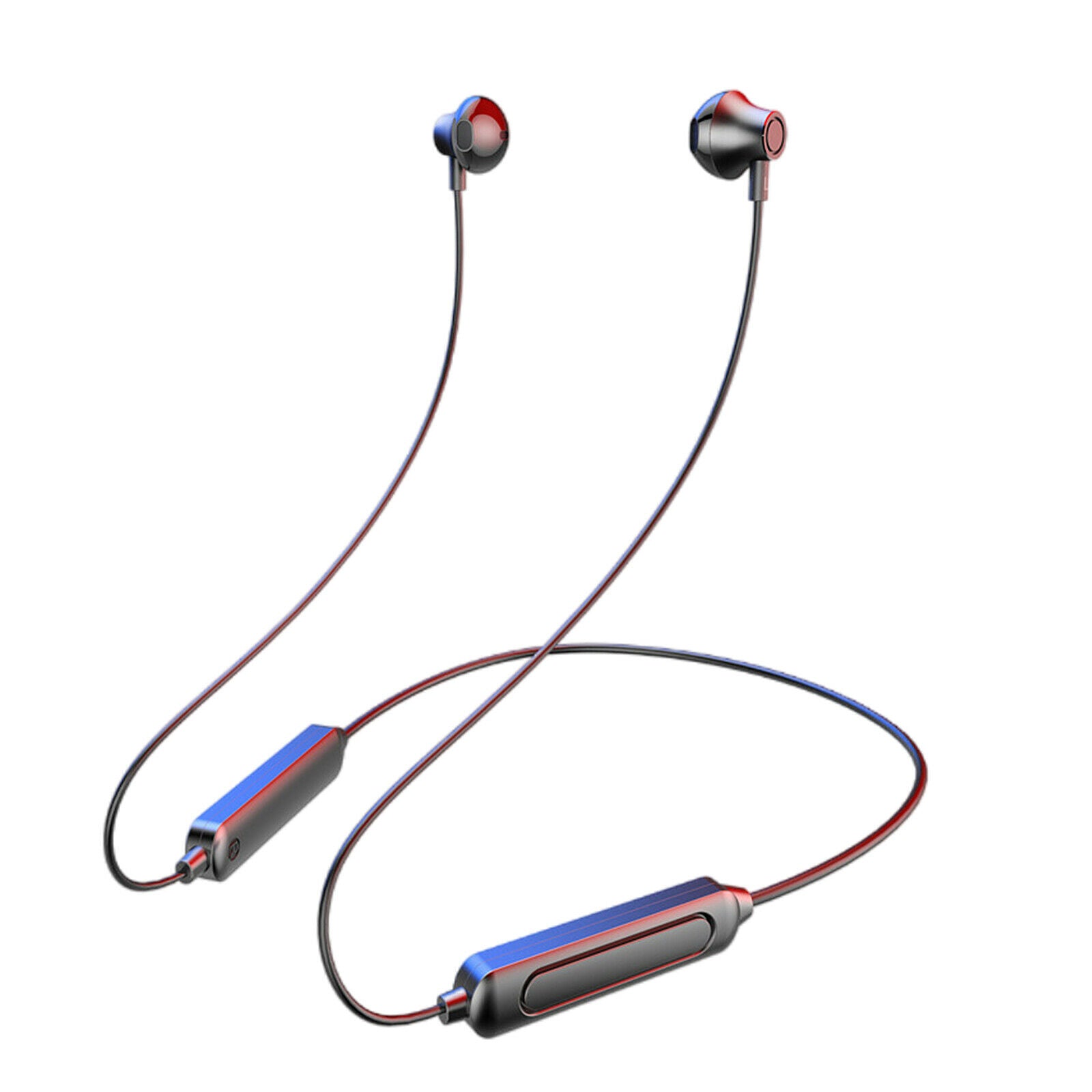 Neckband Headset Retractable with Mic for Mobile Phone Music Running Black