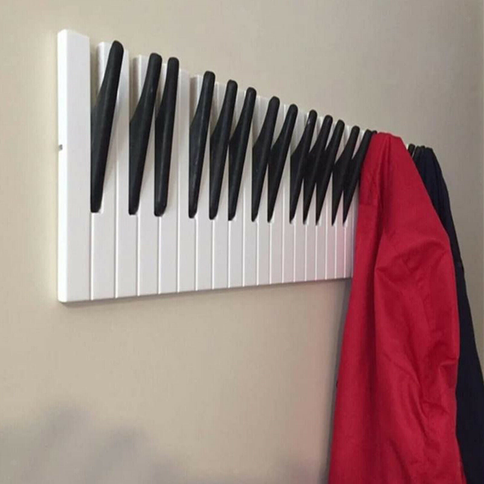 Wood Piano Hooks Coat Rack Holder Wall Clothes Purse Robes Hook Rail Decor