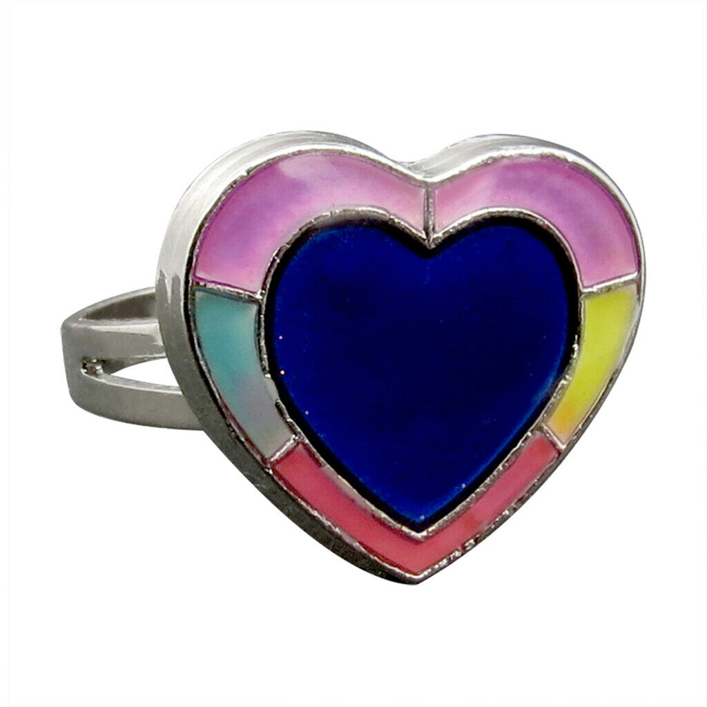 Womens Heart Shape Mood Change Color Heart Necklace Ring Jewelry Set