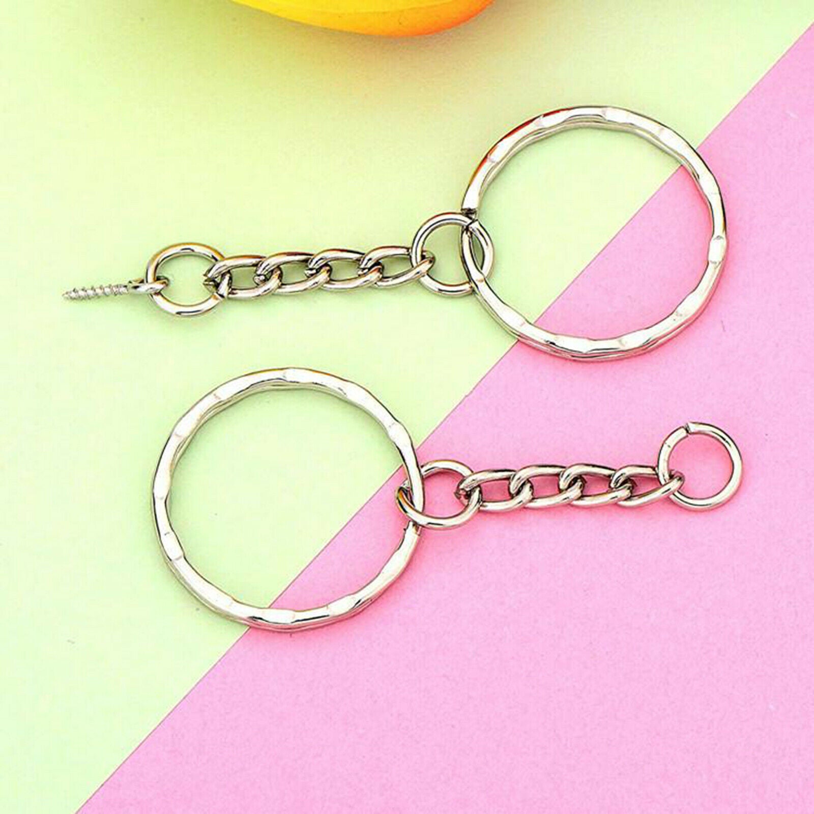 50Sets Empty Keychains Split Key Ring Crafts Chain Rings Wholesale