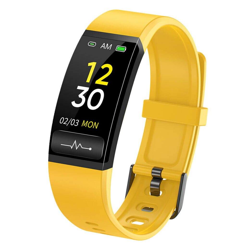 Smart Watch Tracker Body Temperature Blood Pressure Heart Rate IP67 Yellow