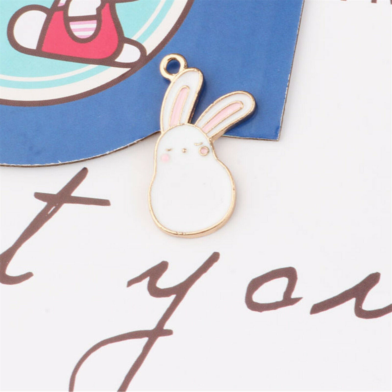 Mixed 4 Styles Enamel Cartoon Pet Rabbit Pendant Charms DIY Findings Crafts 8PCS