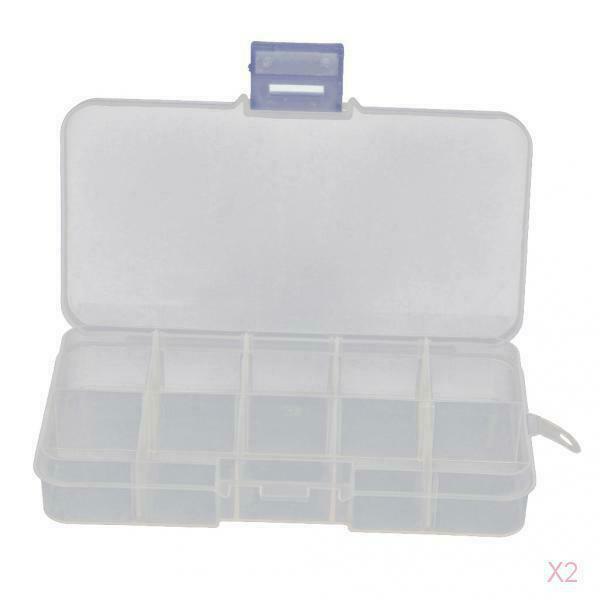 Pack of 2 Clear Plastic Jewelry Box Organizer Storage Container With Adjustable