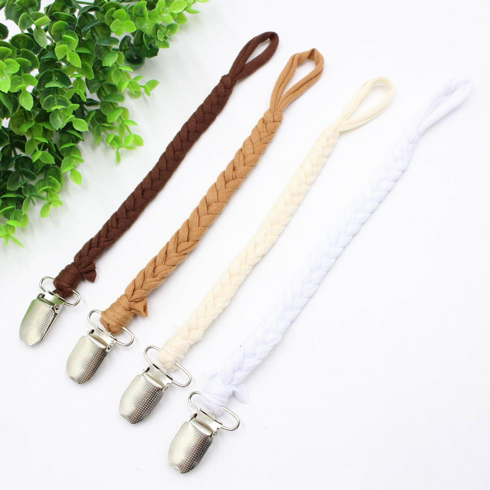 4x Baby Dummy Chain Pacifier Clip Braided Strap Soother Holders Infant Newborn
