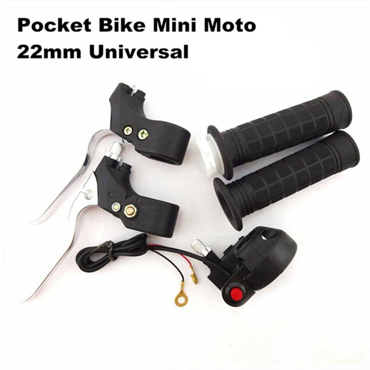 2PCS Pocket Mini Bike Hand Grips Kill Stop Switch Twist Throttle Brake Levers