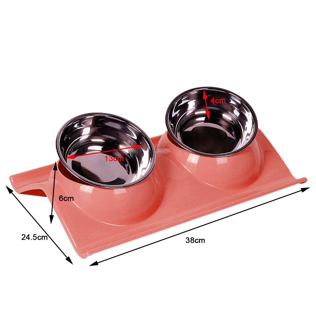 Stainless Steal Pet Food Water Dish Portable Puppy Cat Feeding Bowl Pink