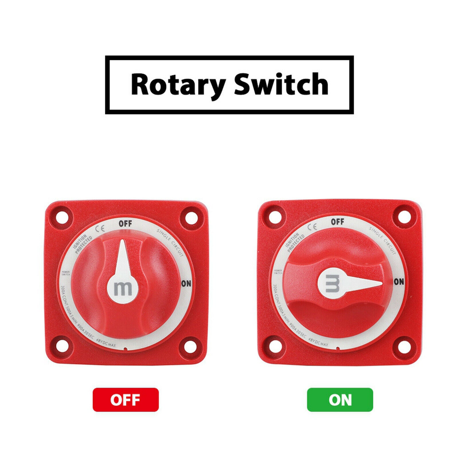 6006 Marine Battery Switch M SERIES On/Off 300A -Red 48V DC IP66 waterproof