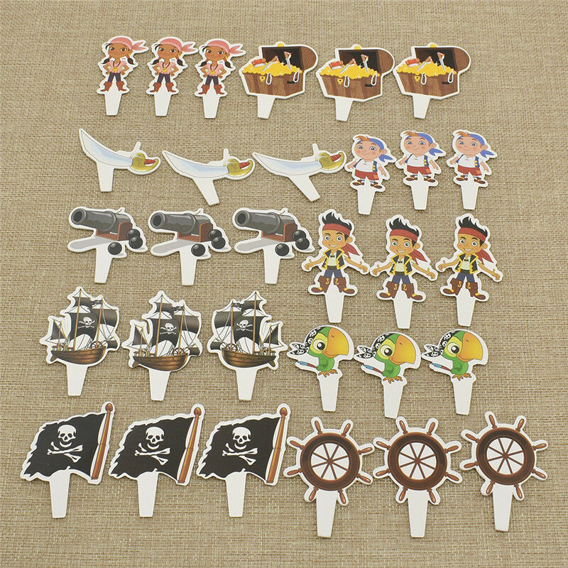 Pirate Captain Cake Cupcake Toppers 30Pcs Cute Cartoon Design For Birthday Party