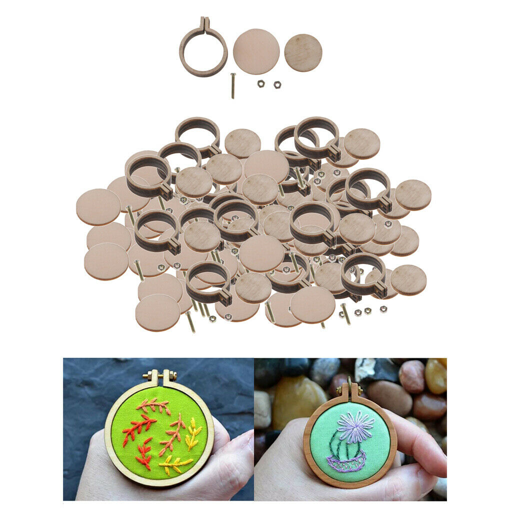 90x Mini Wooden Embroidery Hoop Embroidery Hoop Ring DIY Crafts Supplies