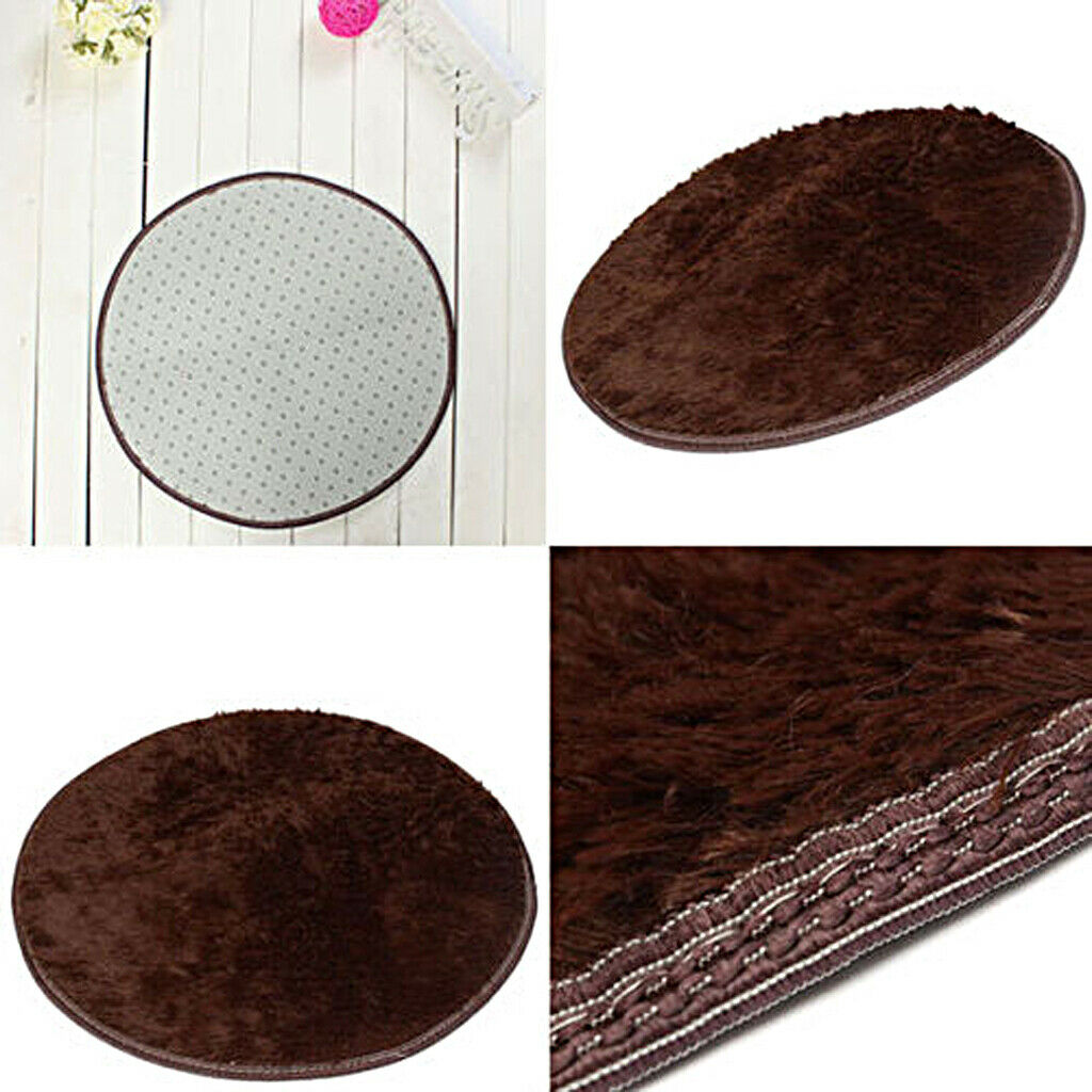 80cm Fluffy Rug Anti-Skid Shaggy Area Rug Bedroom Carpet Floor Mat Coffee