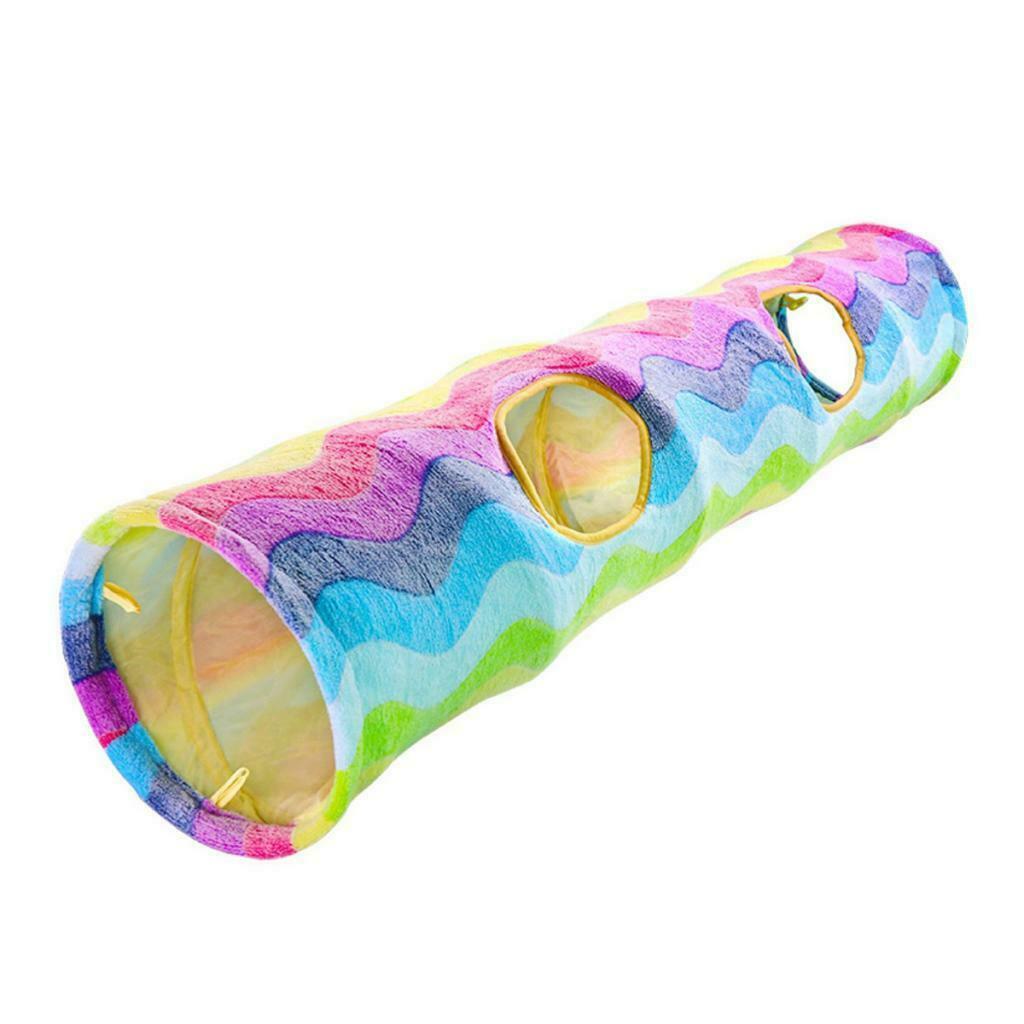 Collapsible Rainbow Cat Crinkle Play Tunnel Tube Pet Entertainment Toys