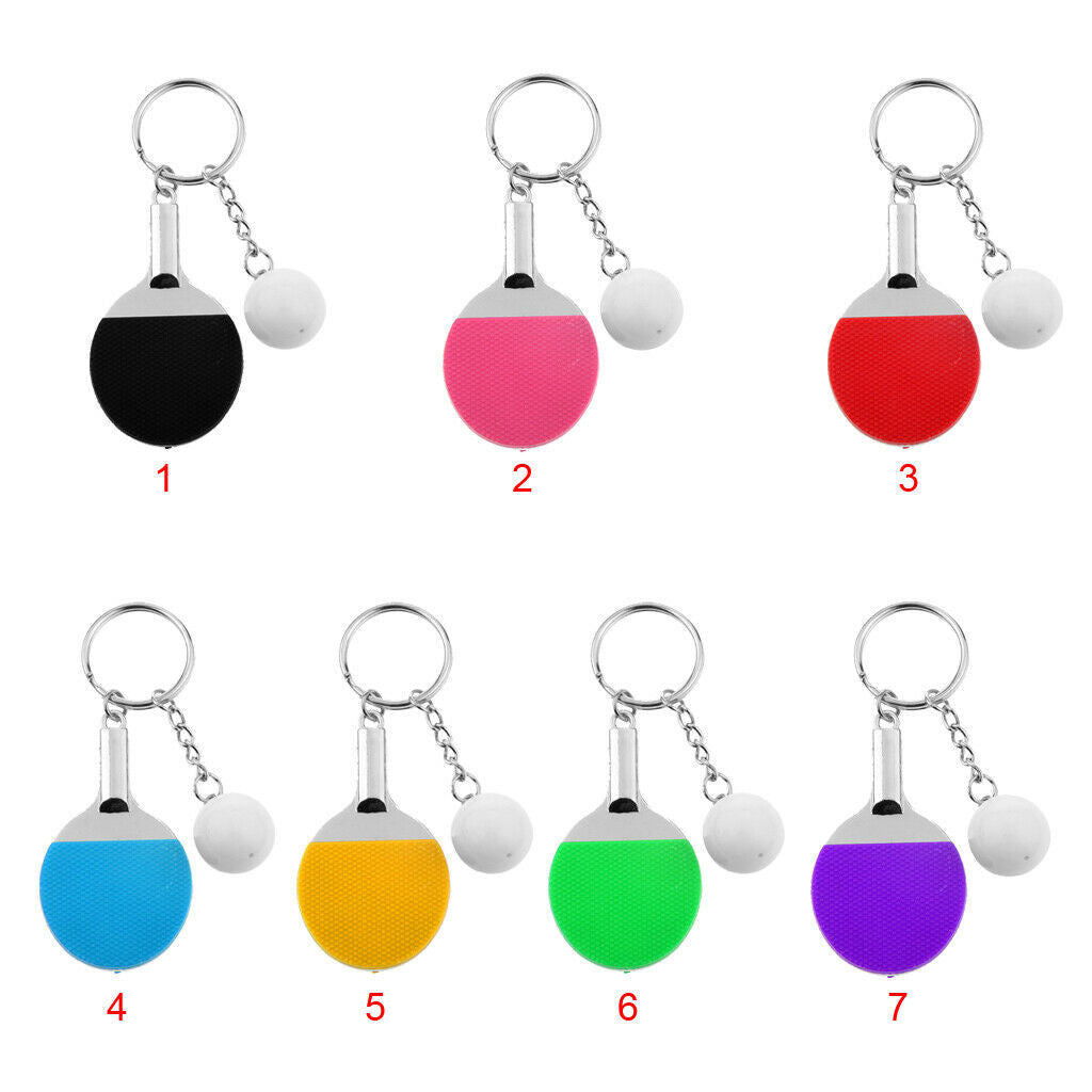 2pcs Pendant Keychain Cute Table Tennis  Pong Racket Festive Gift Christmas
