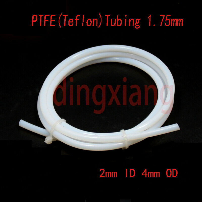 2m PTFE Teflon Tubing for Bowden Tube 2mm ID 4mm OD Extruder w/ 1.75 mm Fittings