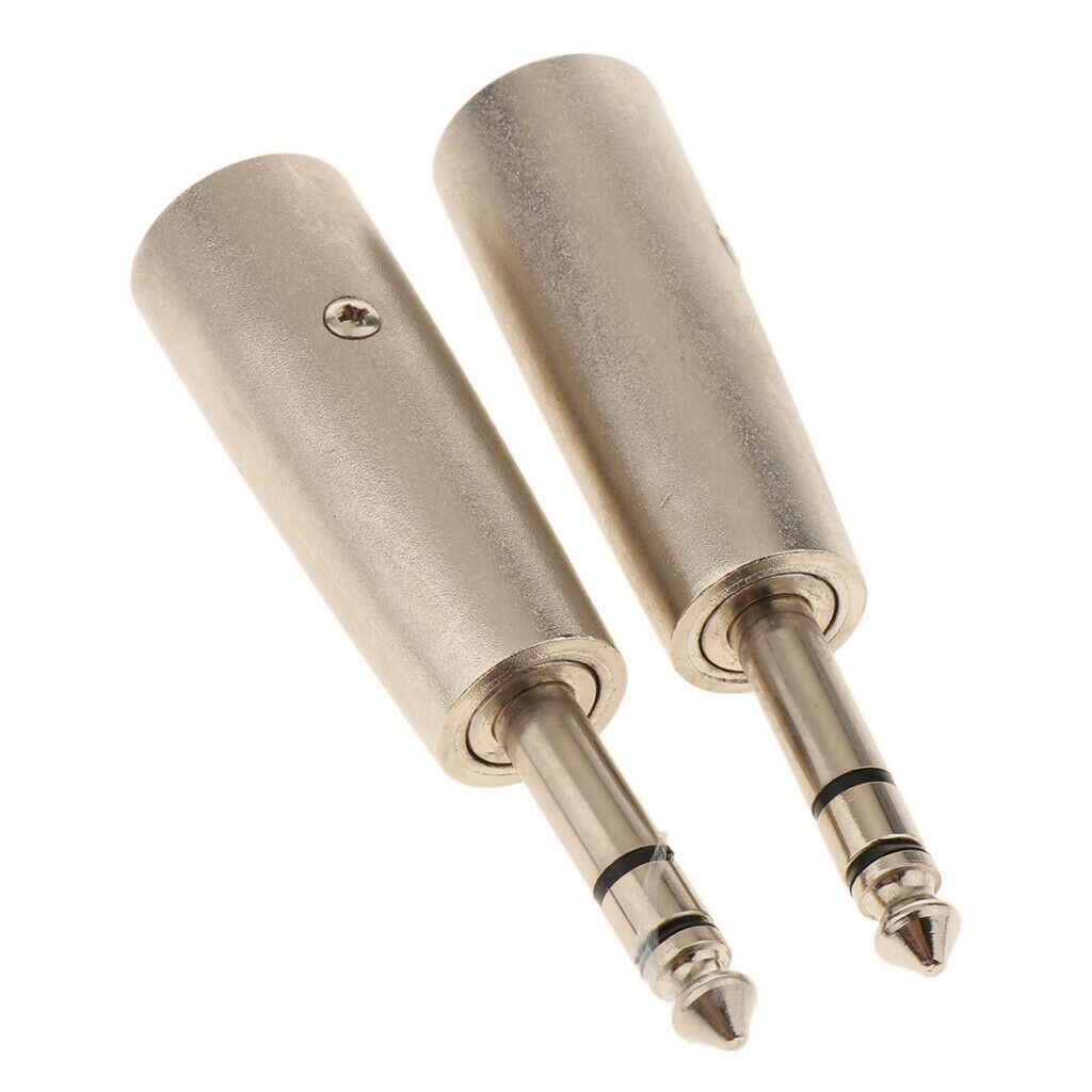 1 Pair / 2x 3Pin XLR Male Plug Connector to 6.35mm Mono Male   Audio