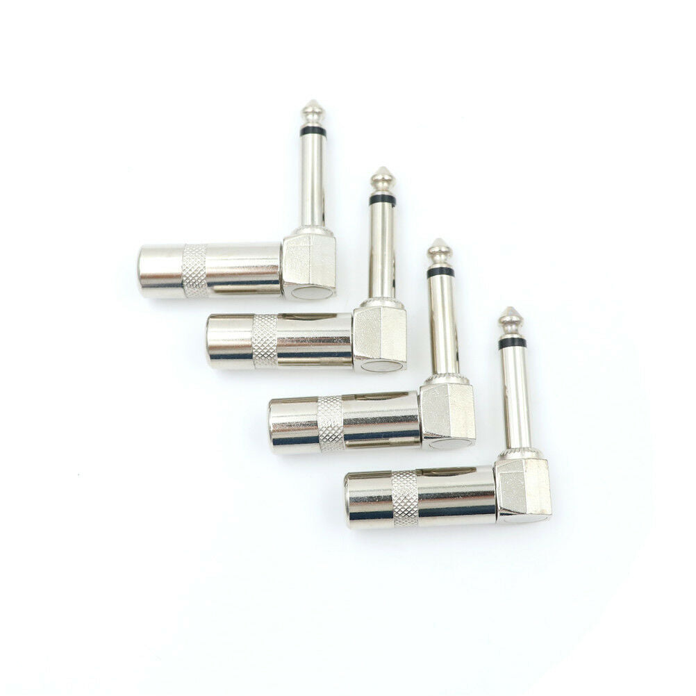 4x 90 Degree Right Angle 6.35mm 1/4" Male for Mono Phone Jack Plug Audio .l8