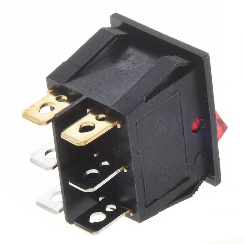Red Light Illuminated 6 Pin Dual SPST ON/OFF Boat Rocker Switch AC 15A/250V 20Z3