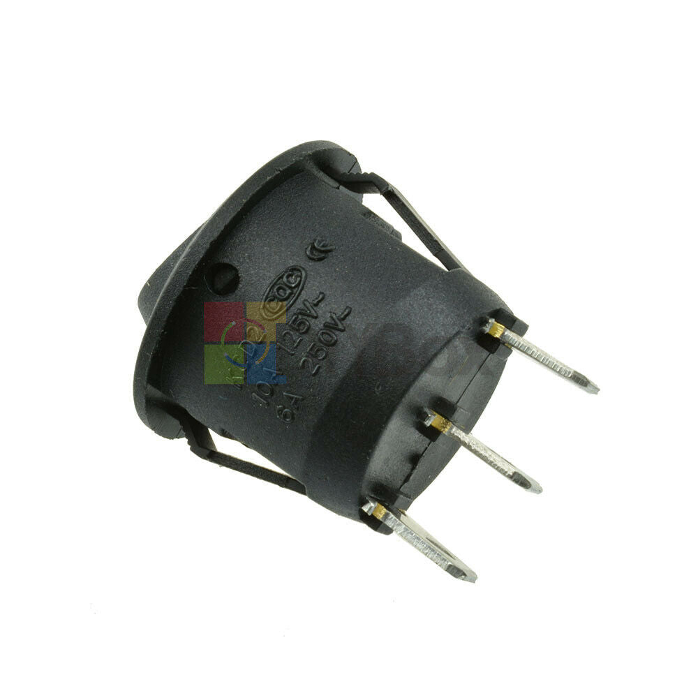 20Pcs Mini Black Round 3-Pin SPDT ON-OFF Rocker Switch Snap-in 6A 250V/10A 125V