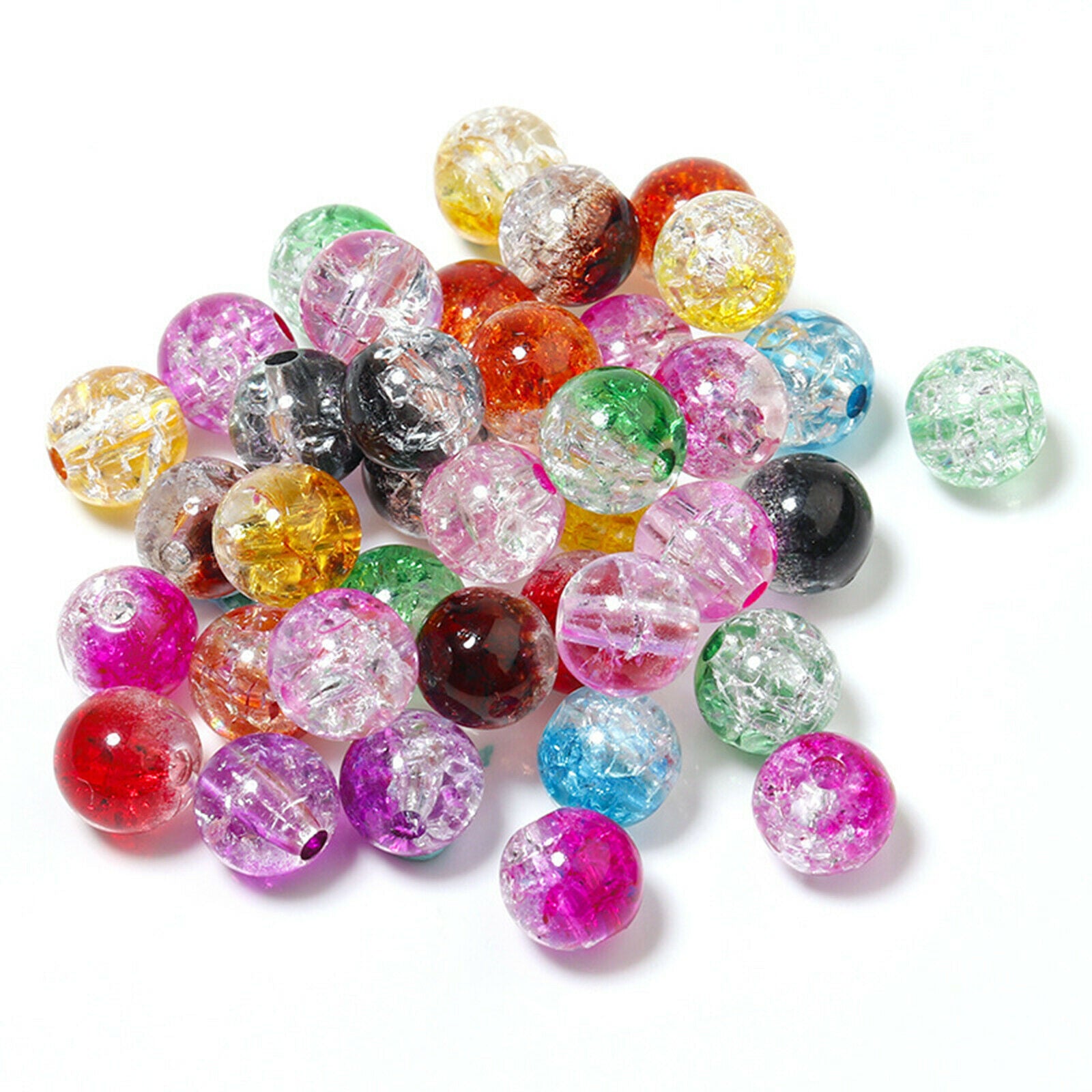 200x Round Crackle Beads 8mm Crackle Lampwork Bead for DIY Jewelry Supplies