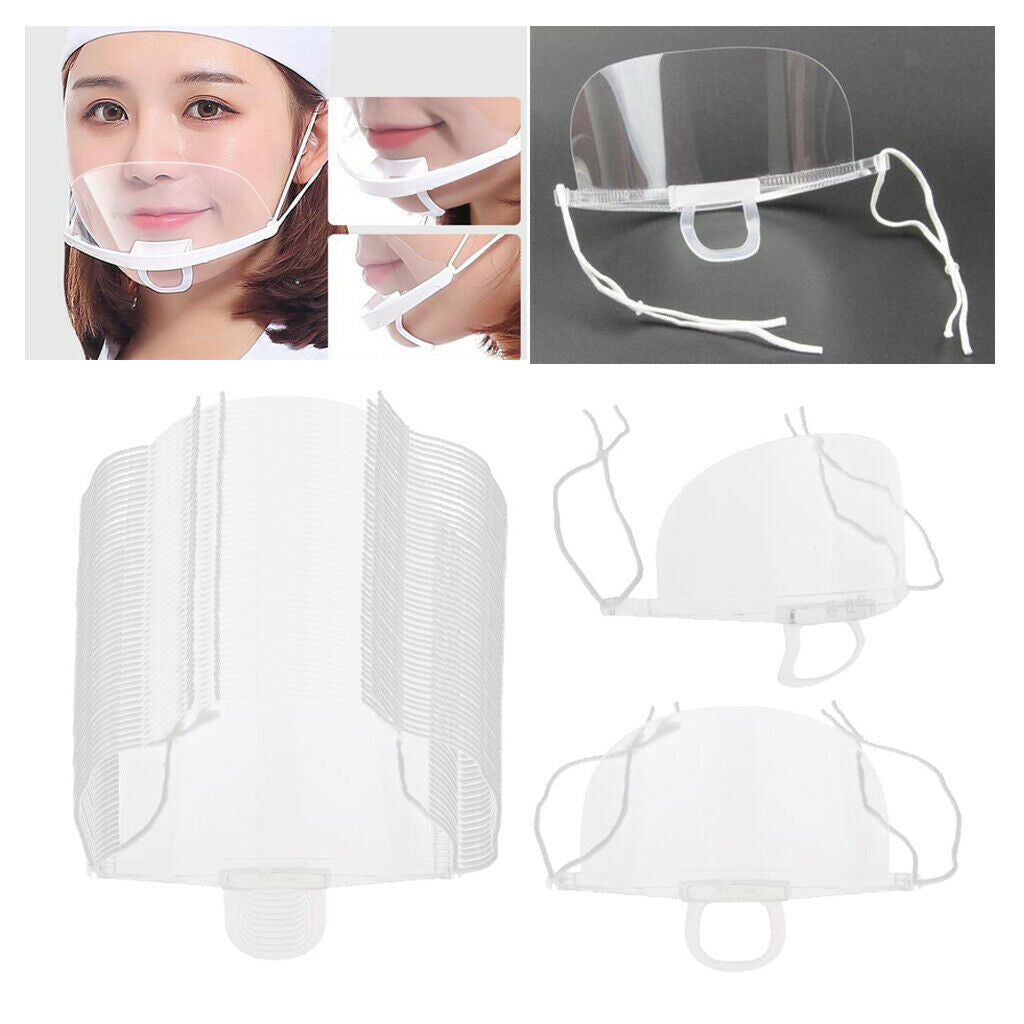 50pcs  Face Shield Reusable Kitchen Chef Hotel Visors Protect Adjustable
