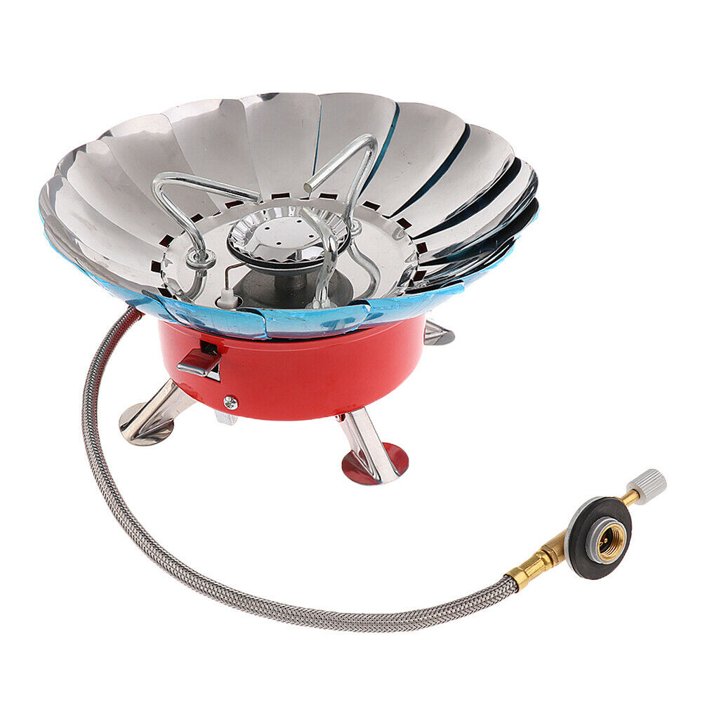 Outdoor Portable Folding Butane Gas Stove Burner With Windshield + Black Bag