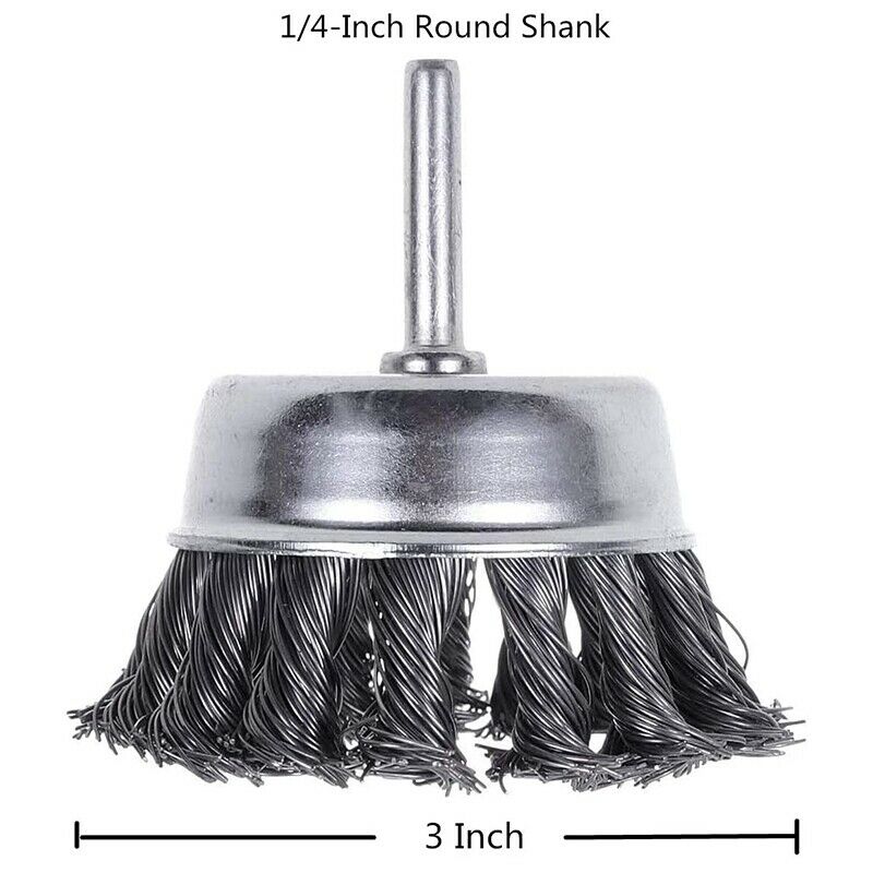 10 Pack Kted Wire Cup Brush with 1/4-Inch RoundShank, 3 Inch Wire Drill Brush N5