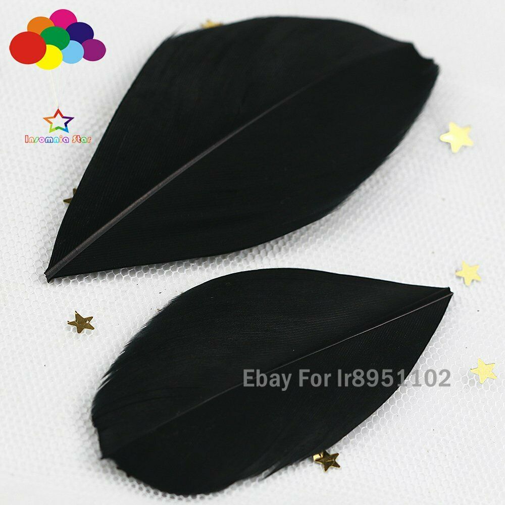100pcs 2-3inch 5-7cm DIY dyed goose feather Black feather balloon fill Wedding